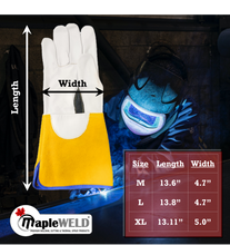 MW300 Goatskin Leather Welding Gloves with yellow split leather cuff