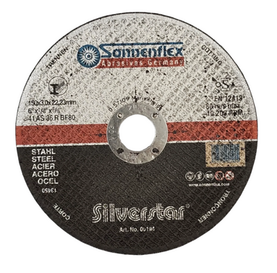 Sonnenflex Silverstar Type 1 flat center cutting disc for mild and stainless steel