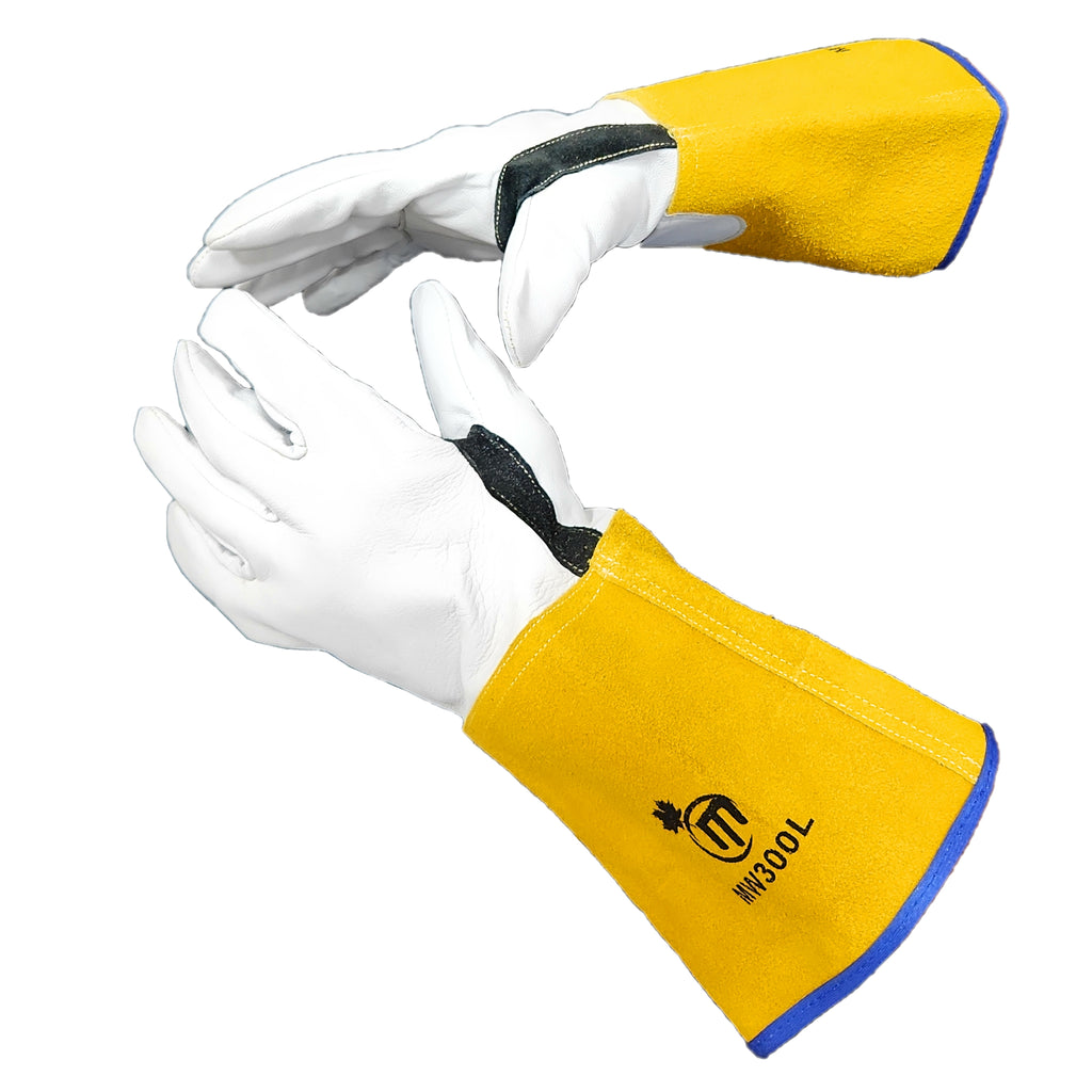 MW300 Goatskin Leather Welding Gloves with yellow split