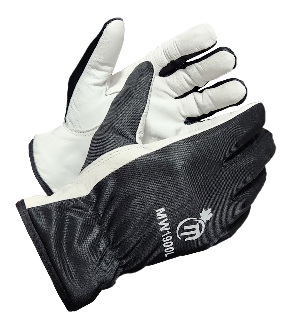 MapleWeld MW1900 premium goatskin leather work gloves with black polyester back