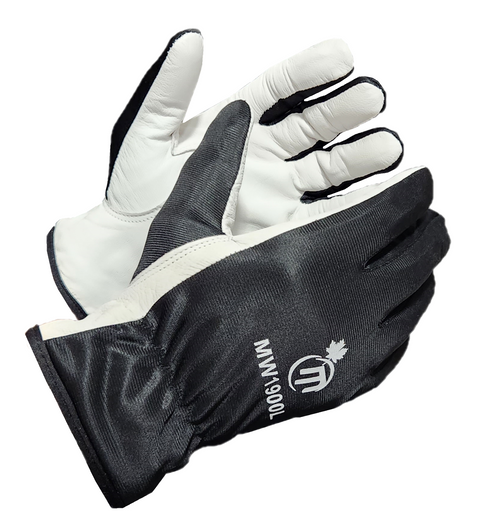 MapleWeld MW1900 premium goatskin leather work gloves with black polyester back