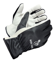MW1900 Premium Goatskin Leather Work Gloves with Black Polyester Back and Cotton Inner Lining