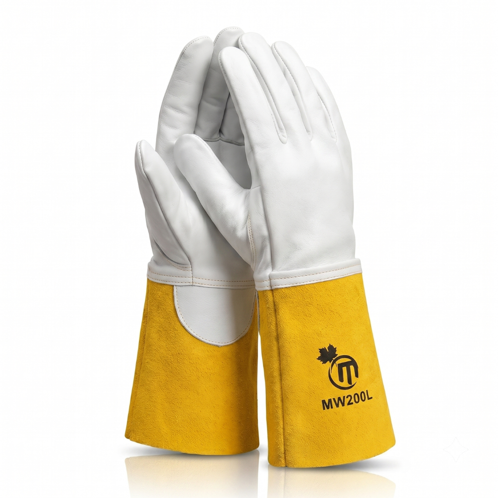 MapleWeld MW200 sheepskin short TIG welding gloves, white sheepskin leather