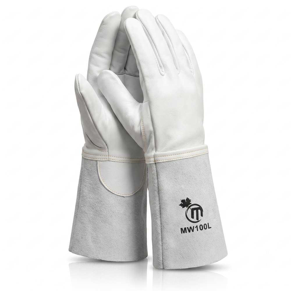 MapleWeld MW100 sheepskin long TIG welding gloves with split leather cuff