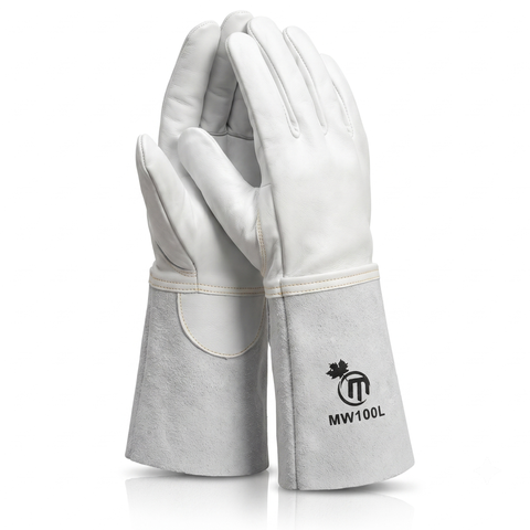 MapleWeld MW100 sheepskin long TIG welding gloves with split leather cuff