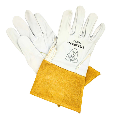 Tillman 1338 goatskin TIG welding gloves, top grain unlined with GlidePatch technology