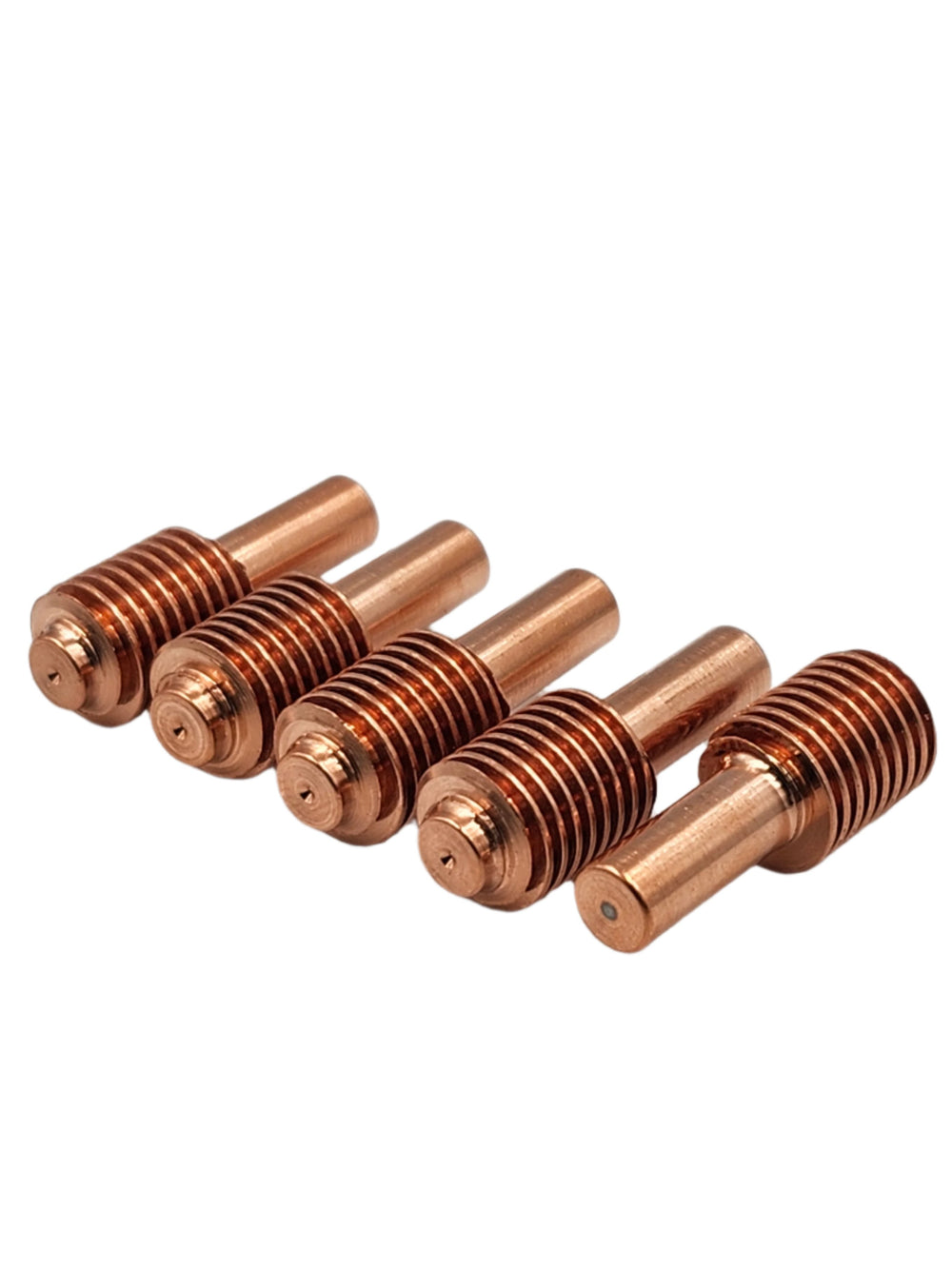 Five copper plasma electrodes with threaded bodies for the SanRex SanCut638 torch