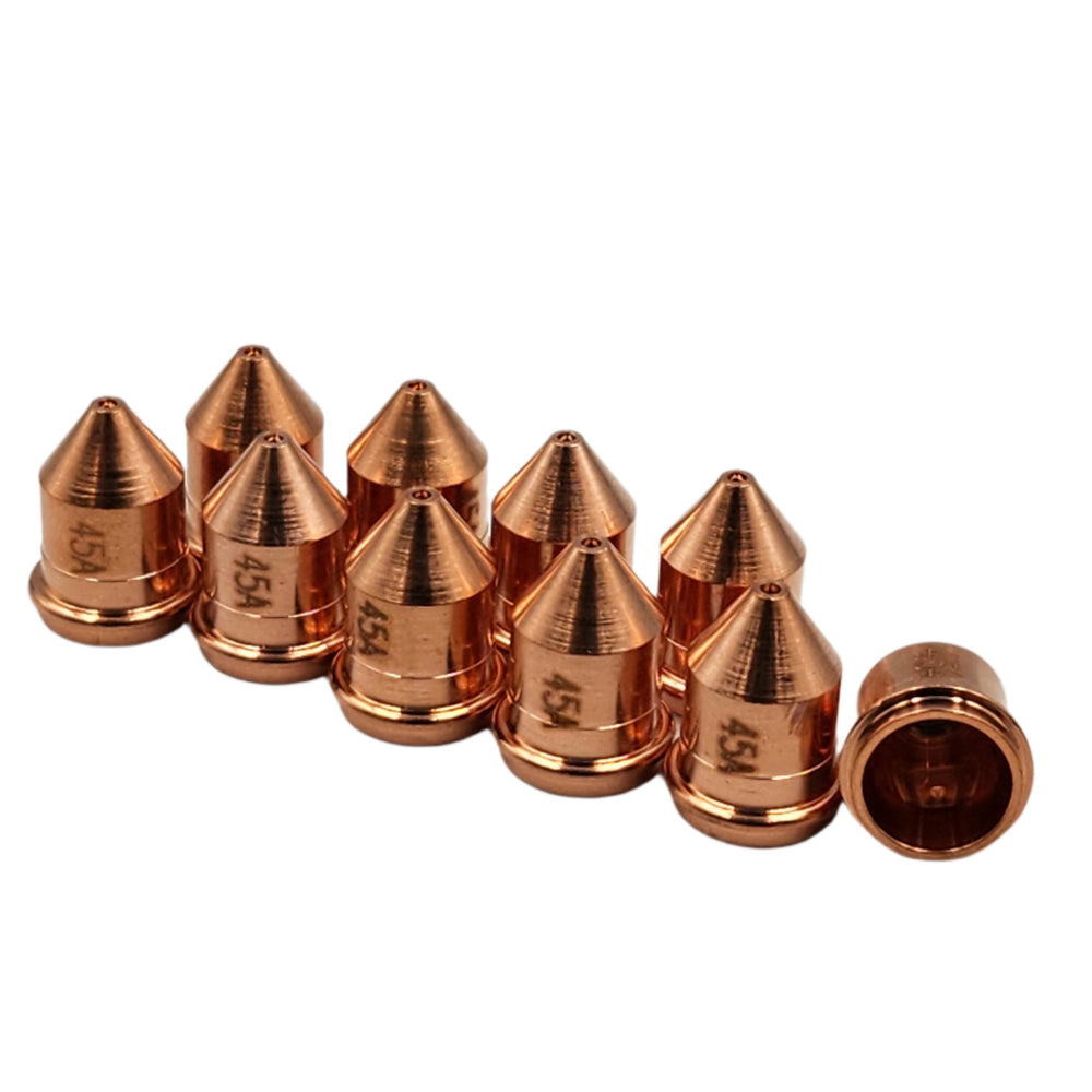 Pack of 45 A copper plasma nozzles with a shield cap for the SanRex SanCut638 torch