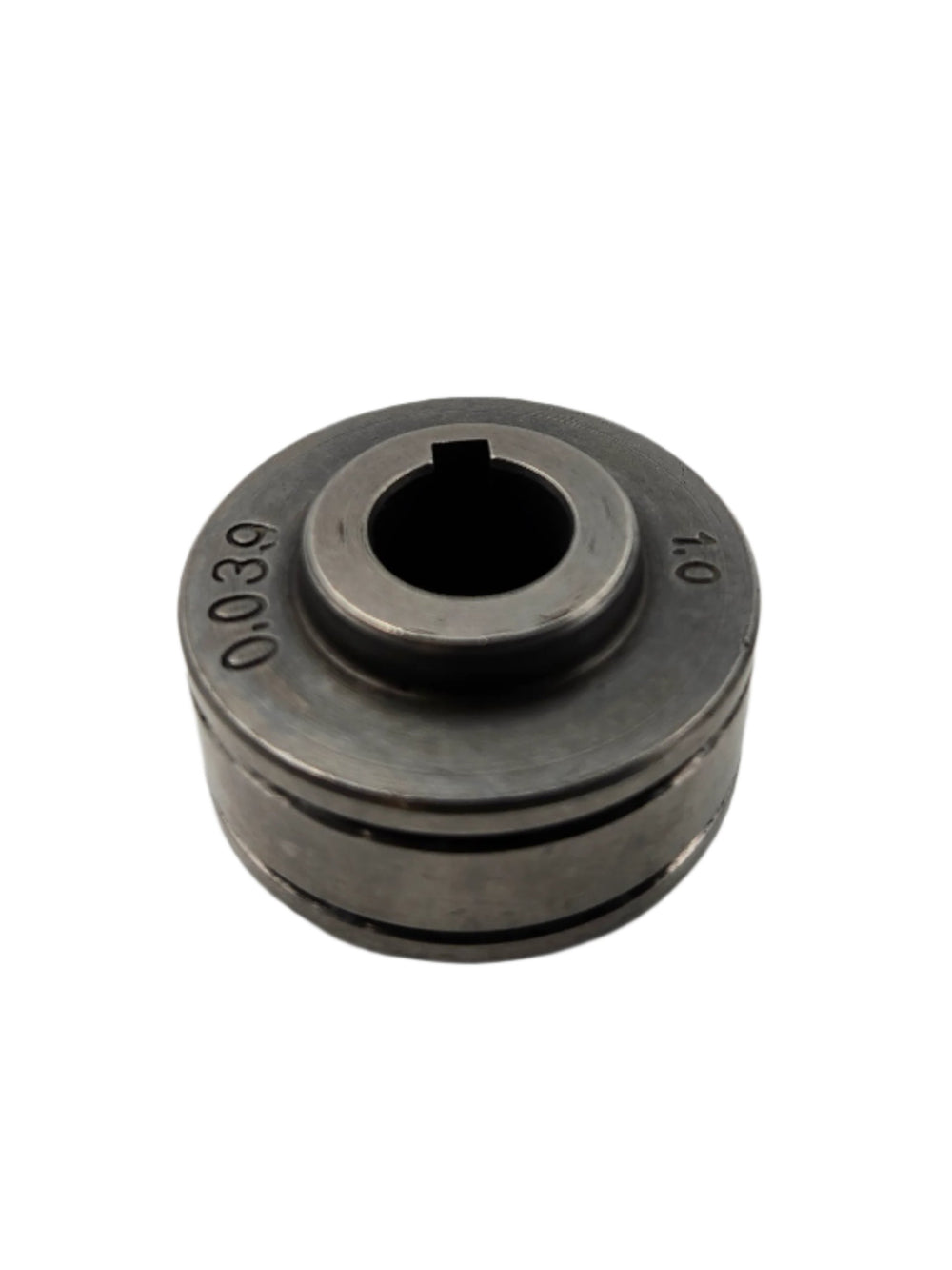 Steel V-groove drive roll marked 0.039 in and 1.0 mm for the SanRex SanMIG 250MF wire feeder