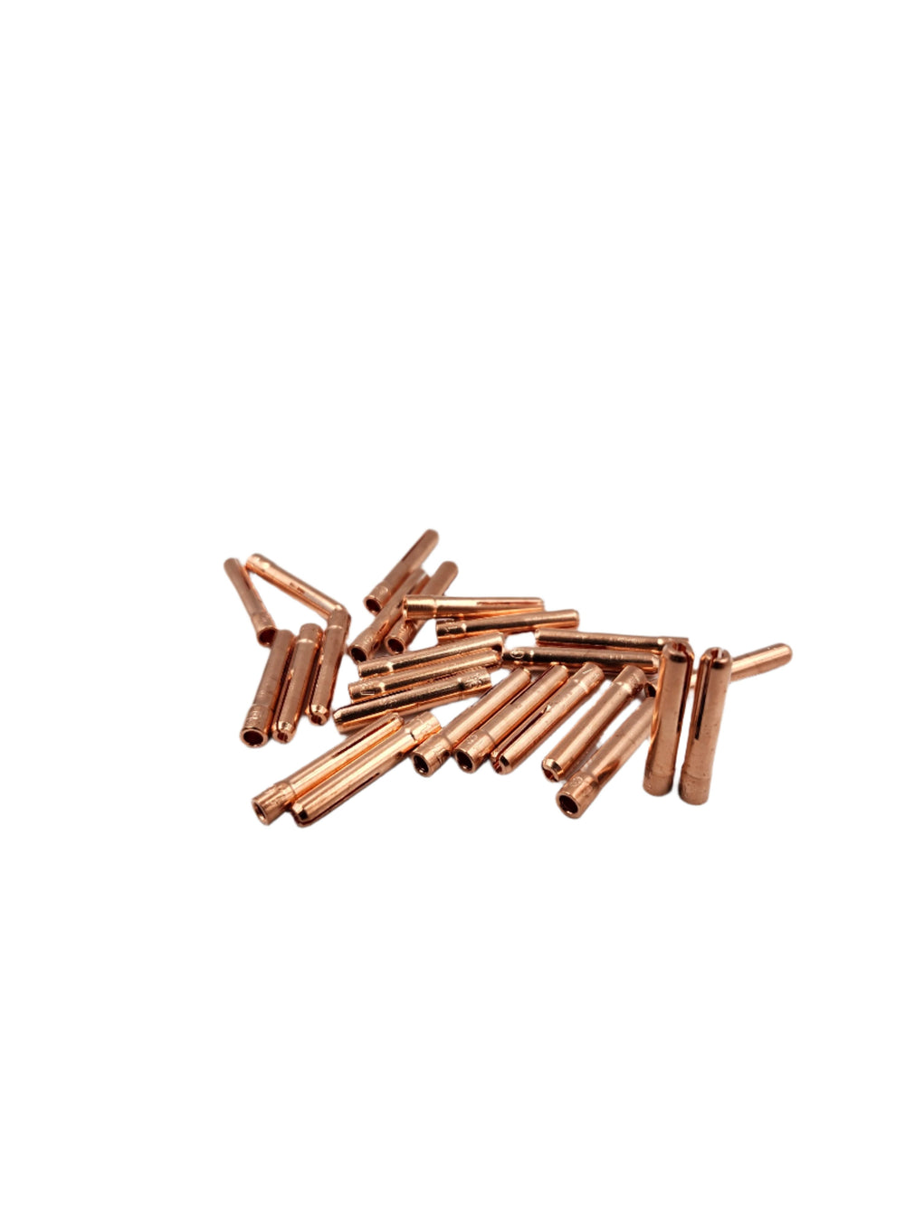 Parker 13N-series collet for TIG welding torch 9-20-25, assorted copper collets in a pile