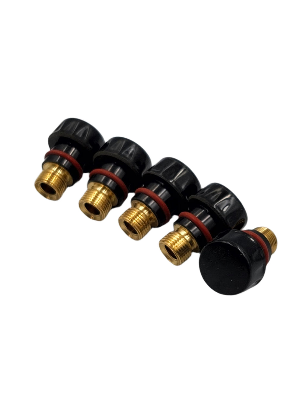 Parker pack of 5 short black back caps with brass fittings for TIG welding torch 17-18-26