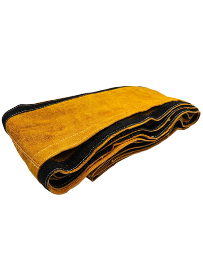 PowerWeld split cowhide leather cable covers for TIG torch cable protection — Snap and Velcro closures