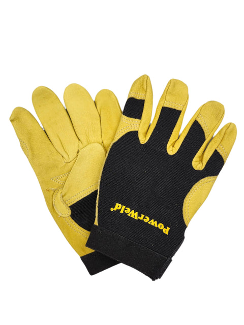 PowerWeld 2680 cowhide mechanics gloves, air-cushioned palm