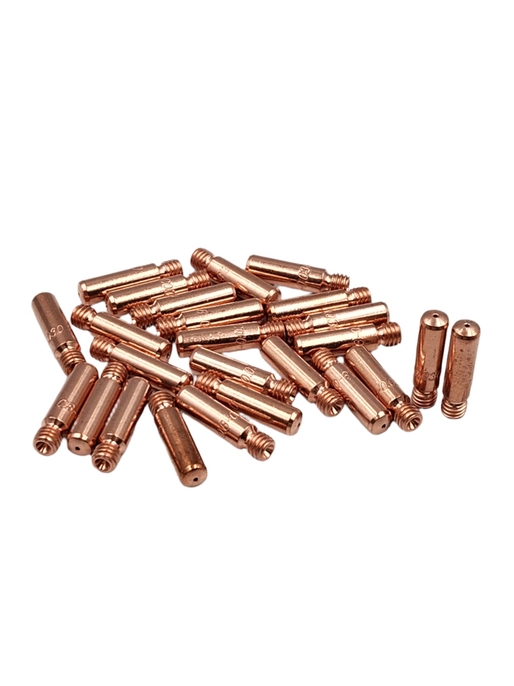 Tweco-Style MIG Contact Tips 25-Pack, 400A Copper Alloy – 11-23, 11-30, 11-35, 11-45