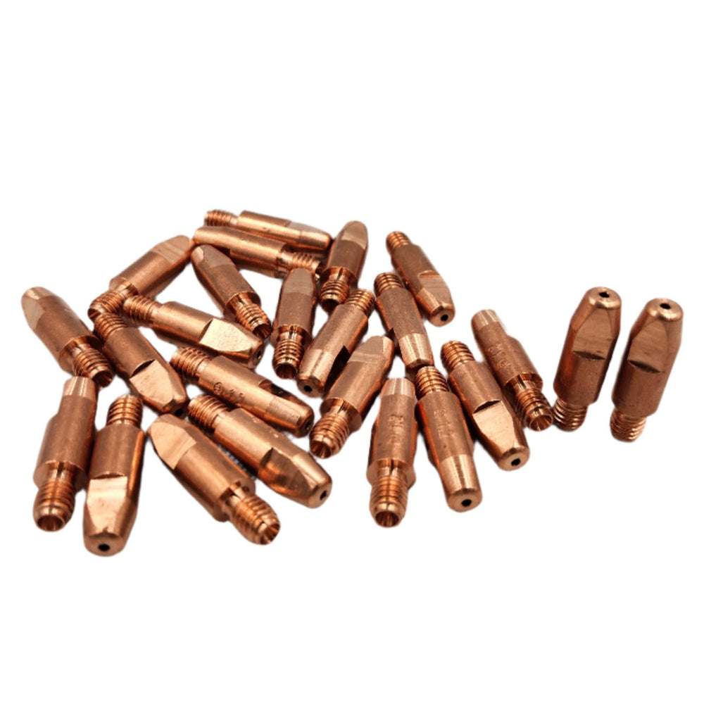 M6 Binzel Contact Tips 25-Pack – Copper Alloy, M6 Thread – 140.0169, 140.0379, 140.0516