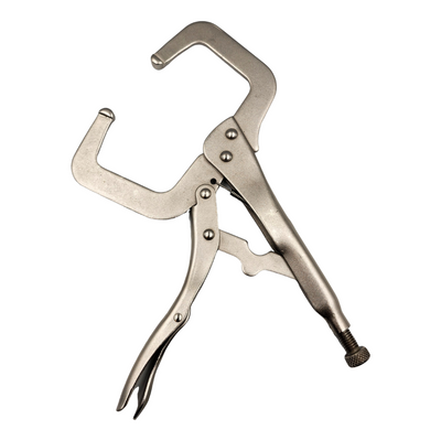 PowerWeld 11 inch locking C-clamp pliers nickel finish 4 inch jaw