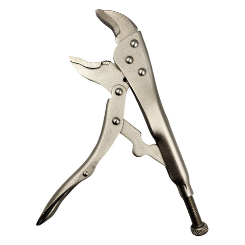 PowerWeld 10 inch locking pliers with curved jaw and wire cutter