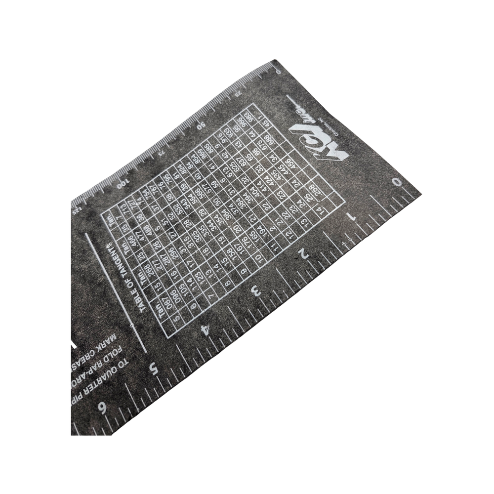 PowerWeld flexible pipe wrap-around gasket ruler close-up of printed measurement grid
