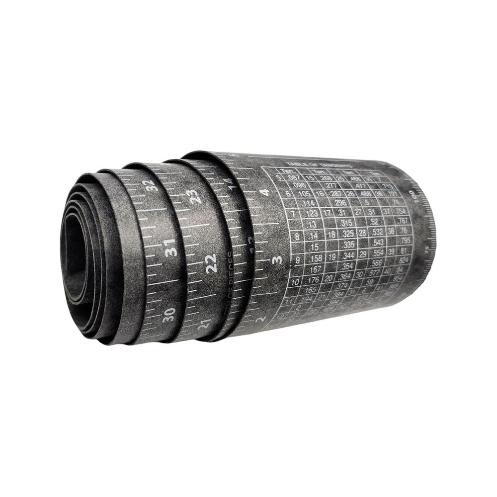 PowerWeld flexible pipe wrap-around gasket ruler rolled up showing measurement scale