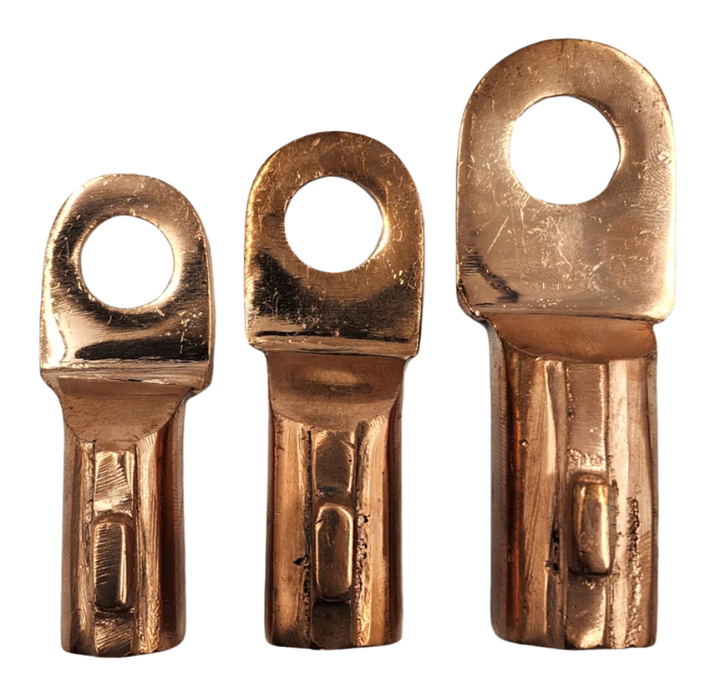 PowerWeld copper lugs for crimp or solder-on welding cable, three sizes
