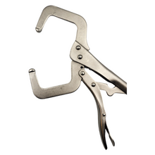 11" Locking C-Clamp Pliers with Regular Tips, Nickel Finish, 4" Jaw Capacity
