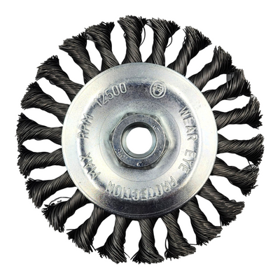 Platinum twist knot wire wheel for pipe weld cleaning and deburring