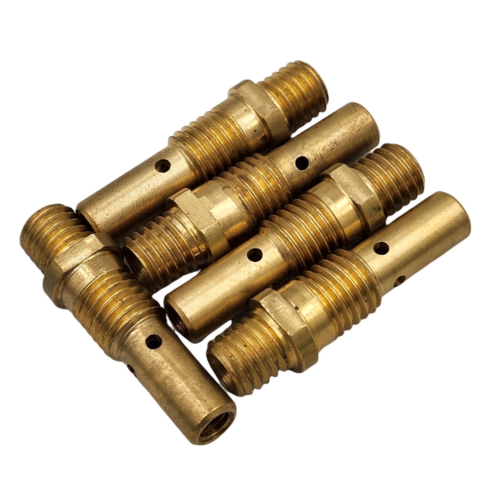 Tweco style No. 1 51 gas diffuser 5-pack, brass diffusers grouped together