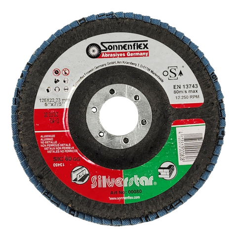 Sonnenflex Silverstar flap disc for aluminum grinding and finishing