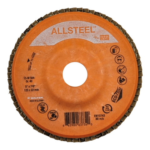 Walter All Steel trimmable flap disc with Eco-Trim backing