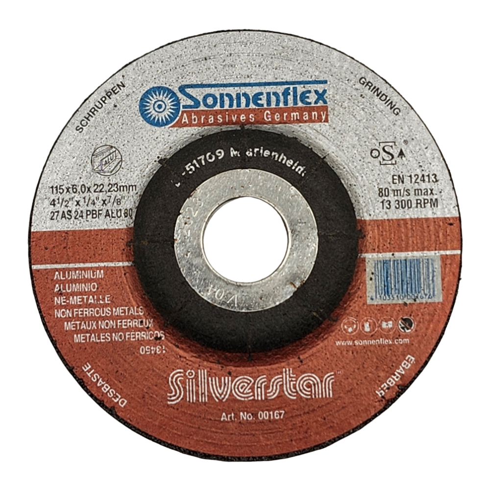 Sonnenflex Silverstar 4.5 inch Type 27 aluminum grinding disc - MapleWeld Canada