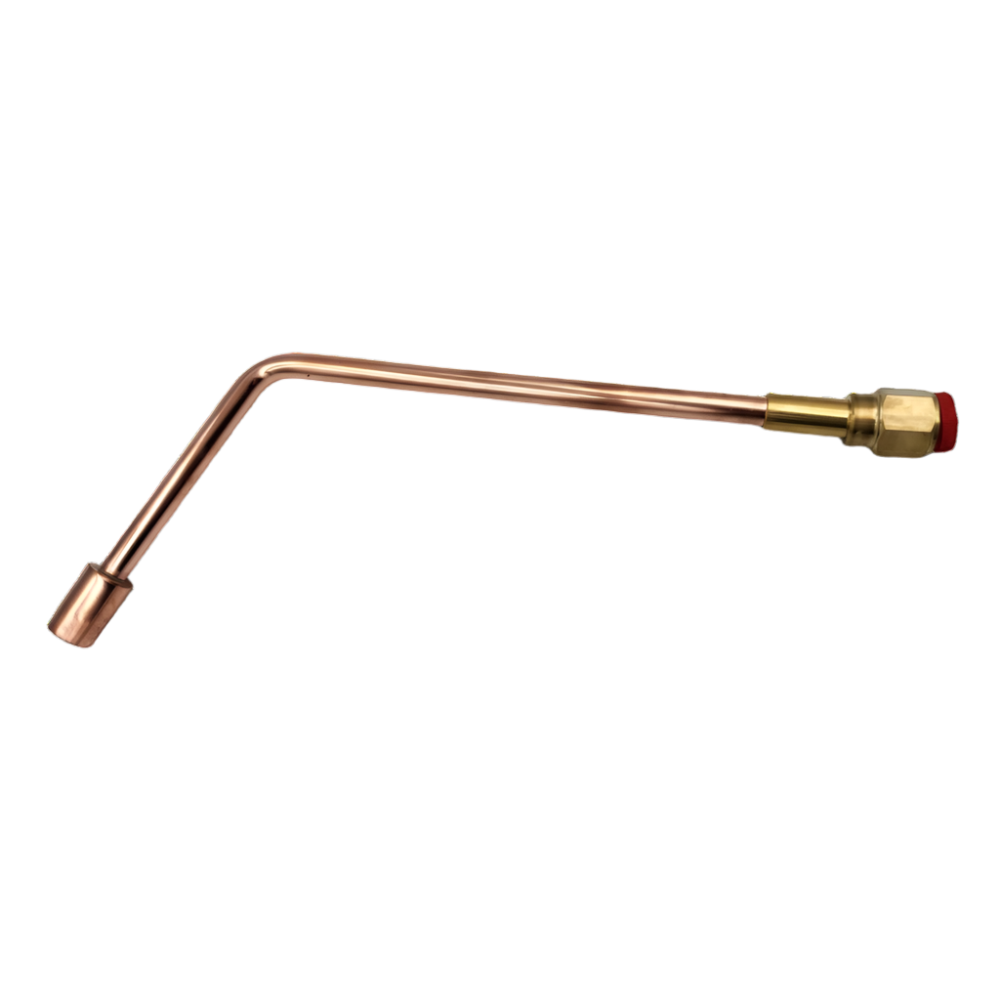PowerWeld Victor-style MFA Rosebud heating tip 300 Series, full view of bent copper tube