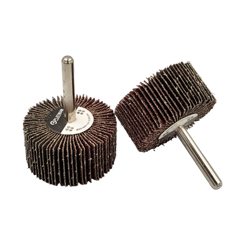 Platinum aluminum oxide shaft mounted flap wheel with 1/4 inch shank