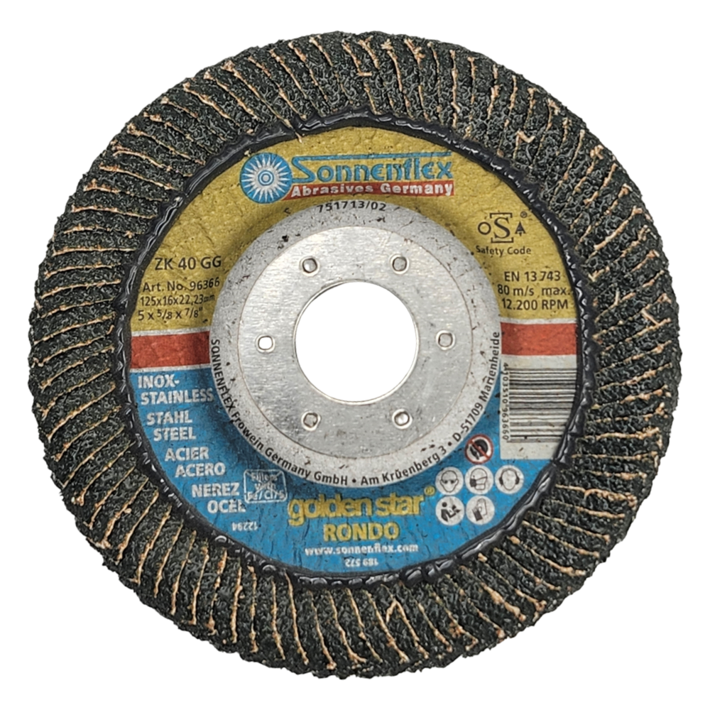 Sonnenflex Goldenstar Rondo curved zirconia flap disc for fillet welds