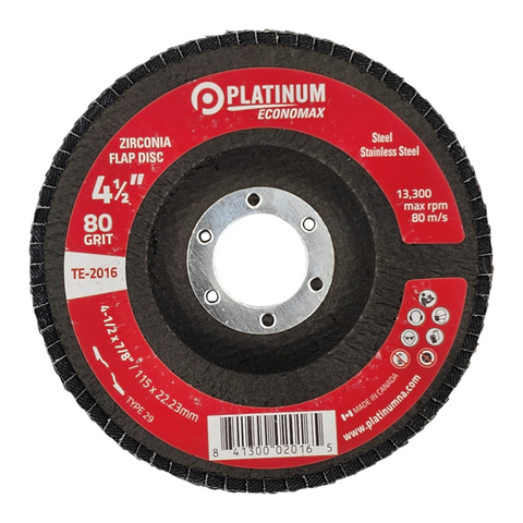Platinum Economax zirconia flap disc for steel, stainless steel and aluminum