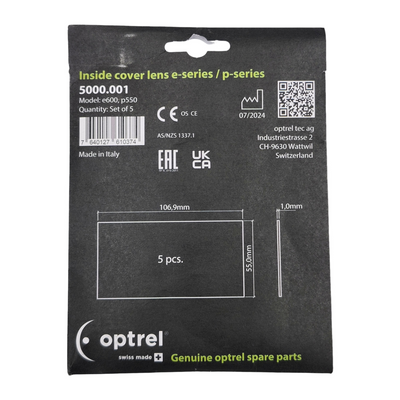 Optrel 5000.001 clear helmet inside cover lens, 5-pack
