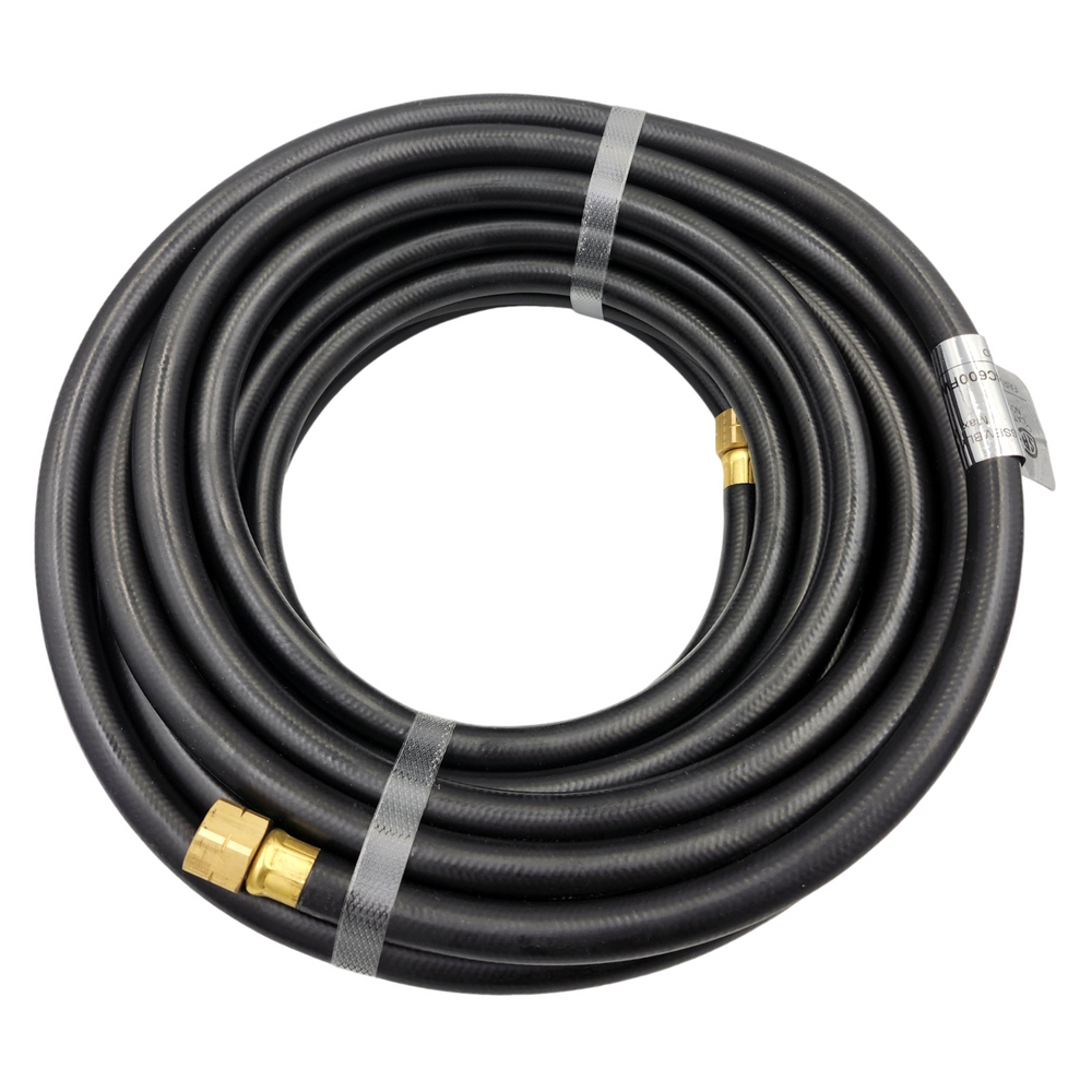 Fairview propane hose B-B fitted 1/4 inch Type 1 LPG, black coiled hose with brass fittings