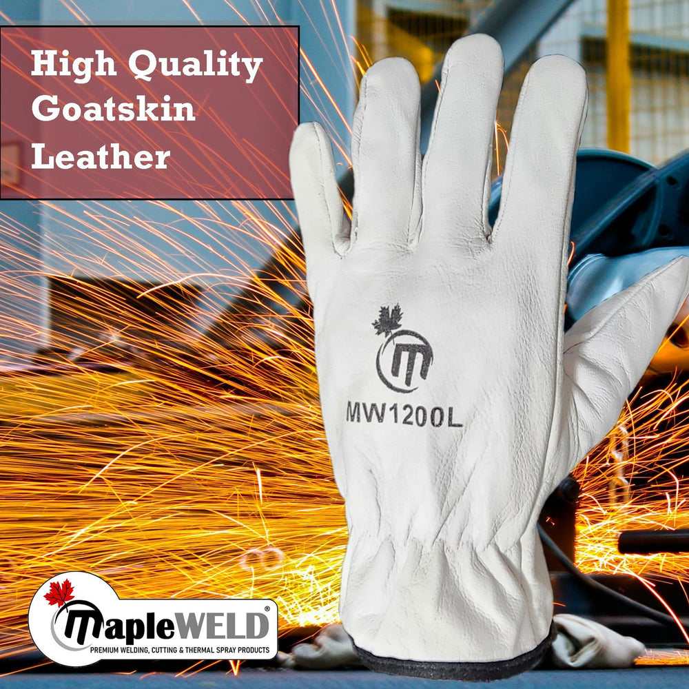 MapleWeld MW1200 Lightweight Goatskin Leather Gloves with Shirred Cuff