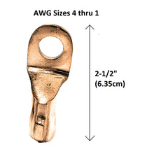 Copper Hammer On Lugs for Welding Cable AWG Sizes 4 Thru 1 - Pack of 2