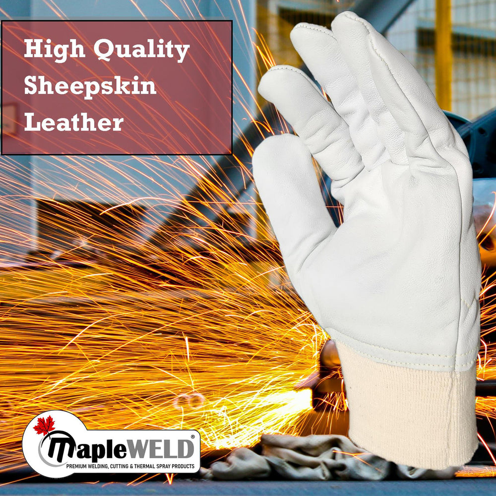 MapleWeld MW1100 Premium Sheepskin Leather Gloves with Sandwiched Steel Chain