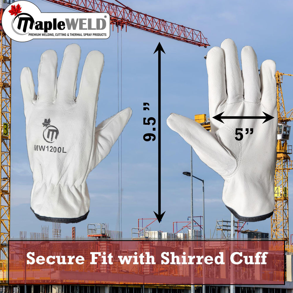 MapleWeld MW1200 Lightweight Goatskin Leather Gloves with Shirred Cuff