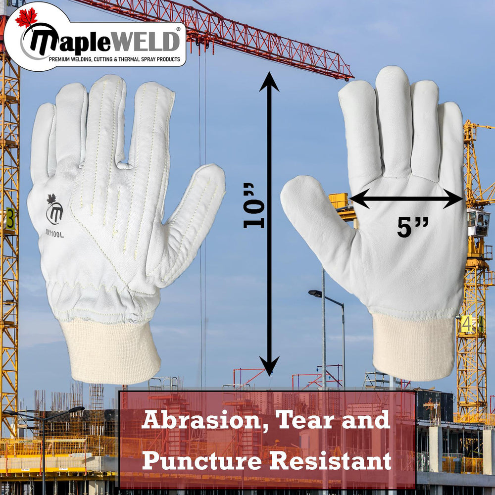 MapleWeld MW1100 Premium Sheepskin Leather Gloves with Sandwiched Steel Chain