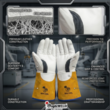 MW300 Goatskin Leather Welding Gloves with yellow split leather cuff
