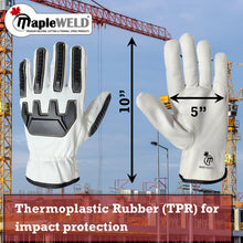 MW1500 Professional Grade Goatskin Leather Work Gloves with TPR Impact Protection