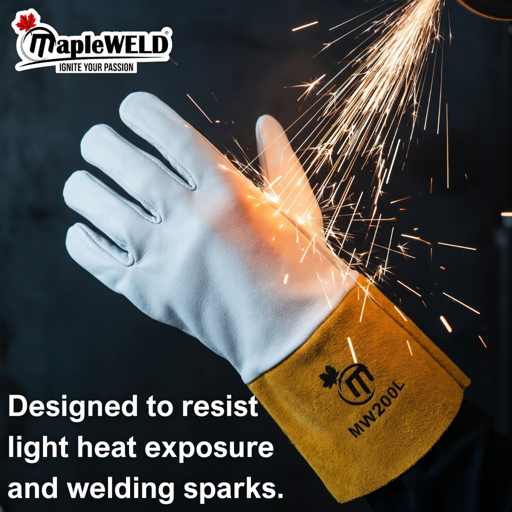 MapleWeld MW200 Sheepskin Short TIG Welding Gloves – White Sheepskin Leather
