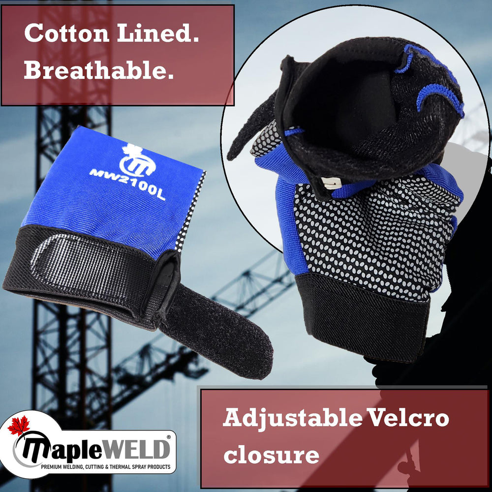 MapleWeld MW2100L glove with adjustable Velcro closure and cotton-lined interior