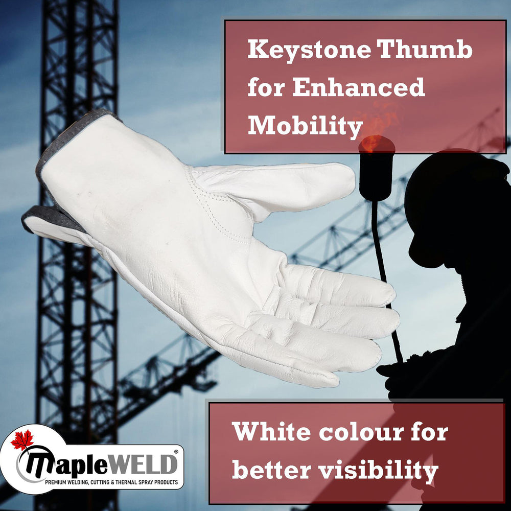 MapleWeld MW1200 Lightweight Goatskin Leather Gloves with Shirred Cuff