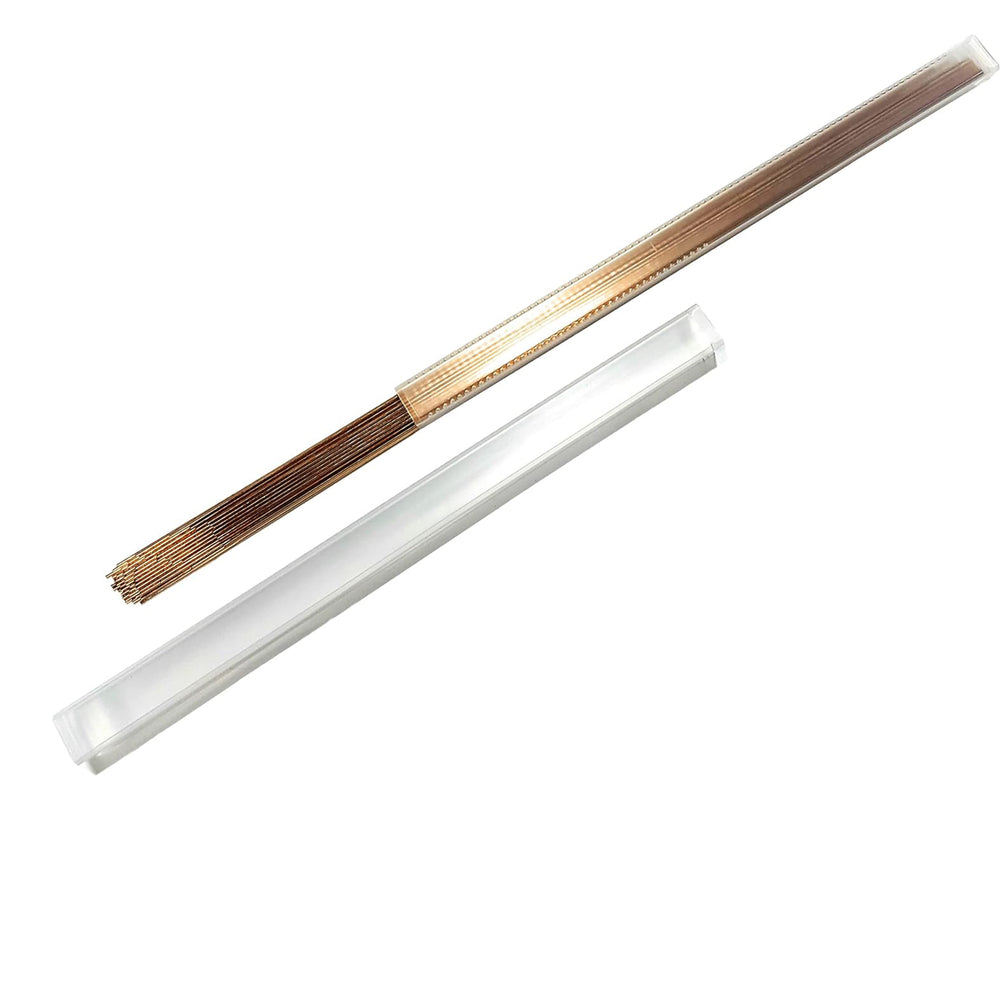 PowerWeld silicon bronze brazing rods bundle beside clear plastic tube