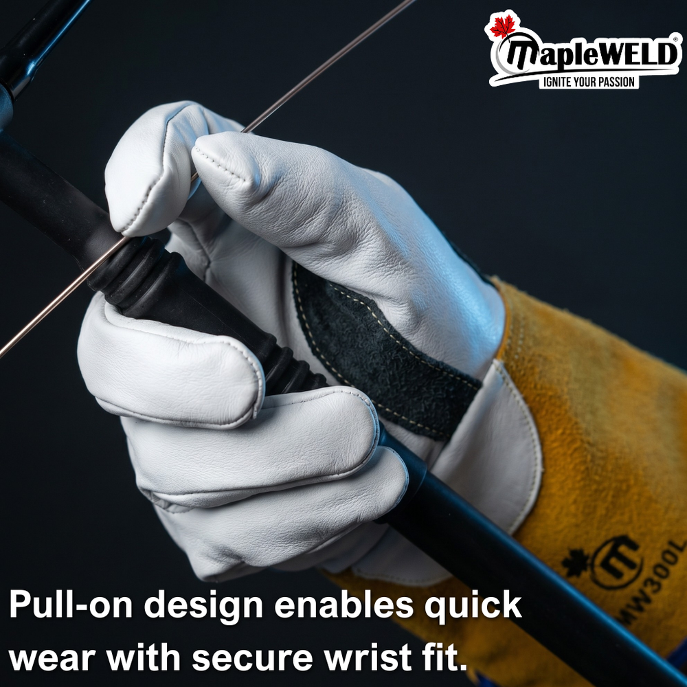 MapleWeld MW300 Goatskin TIG Welding Gloves with Yellow Split Leather Cuff
