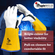 MW300 Goatskin Leather Welding Gloves with yellow split leather cuff