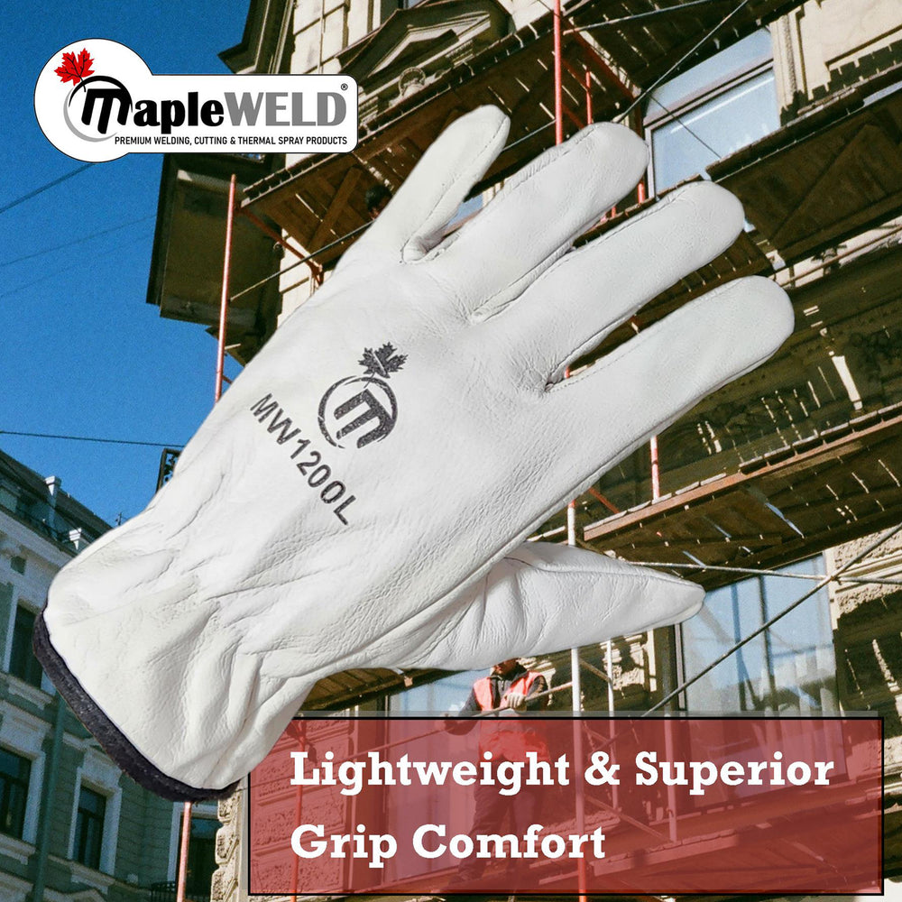 MapleWeld MW1200 Lightweight Goatskin Leather Gloves with Shirred Cuff
